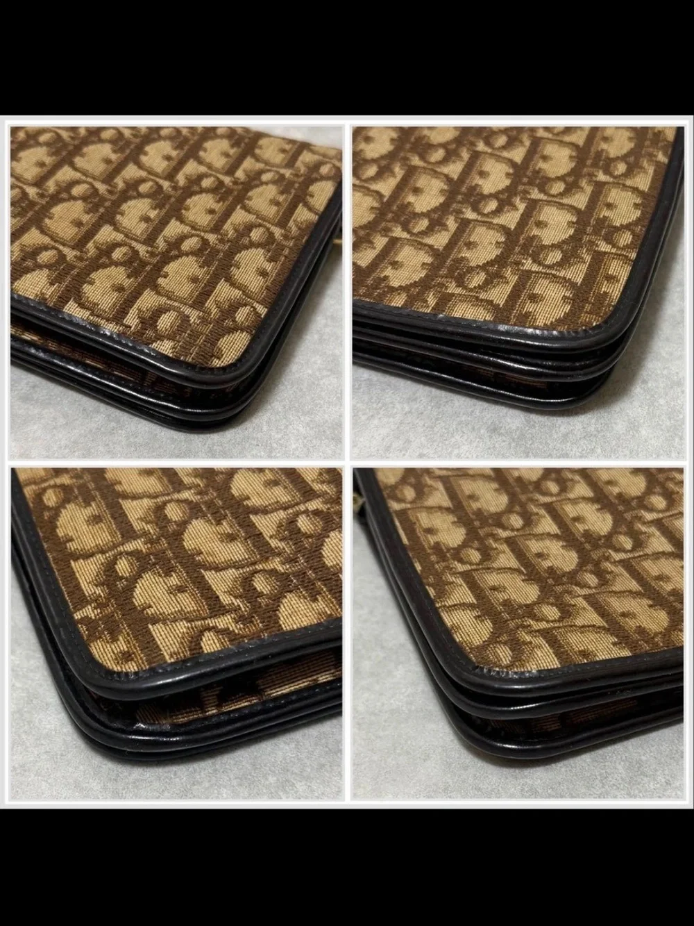 Dior Brown Logo Jacquard Crossbody with Gold Chain